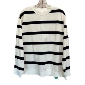 H&M Striped Oversized Knit Sweater Size M Long Sleeve Black/White Crew EUC